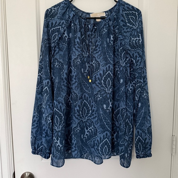 MICHAEL Michael Kors Paisley Print V-Neck Blouse Size Large - Picture 1 of 8